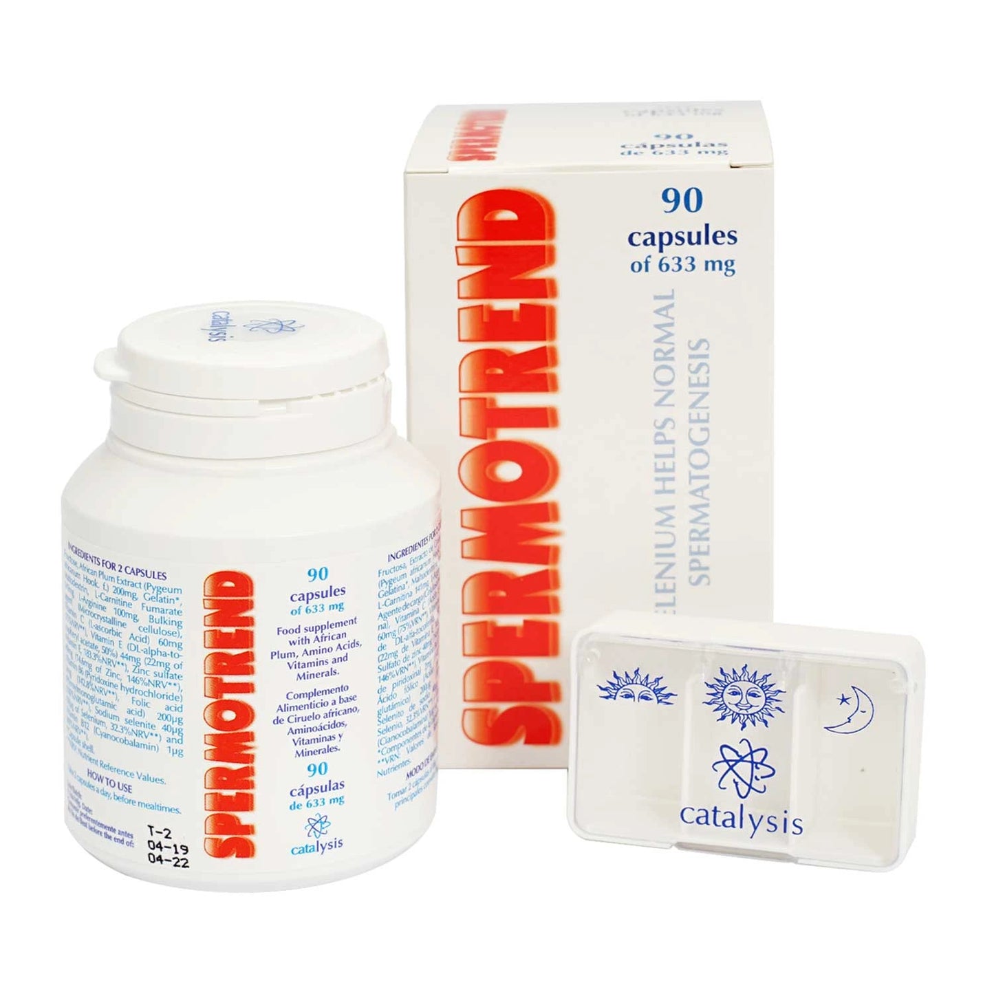 SPERMOTREND 90 Capsules 633 mg food supplement with Pygeum africanum extract, amino acids, vitamins and minerals by Catalysis