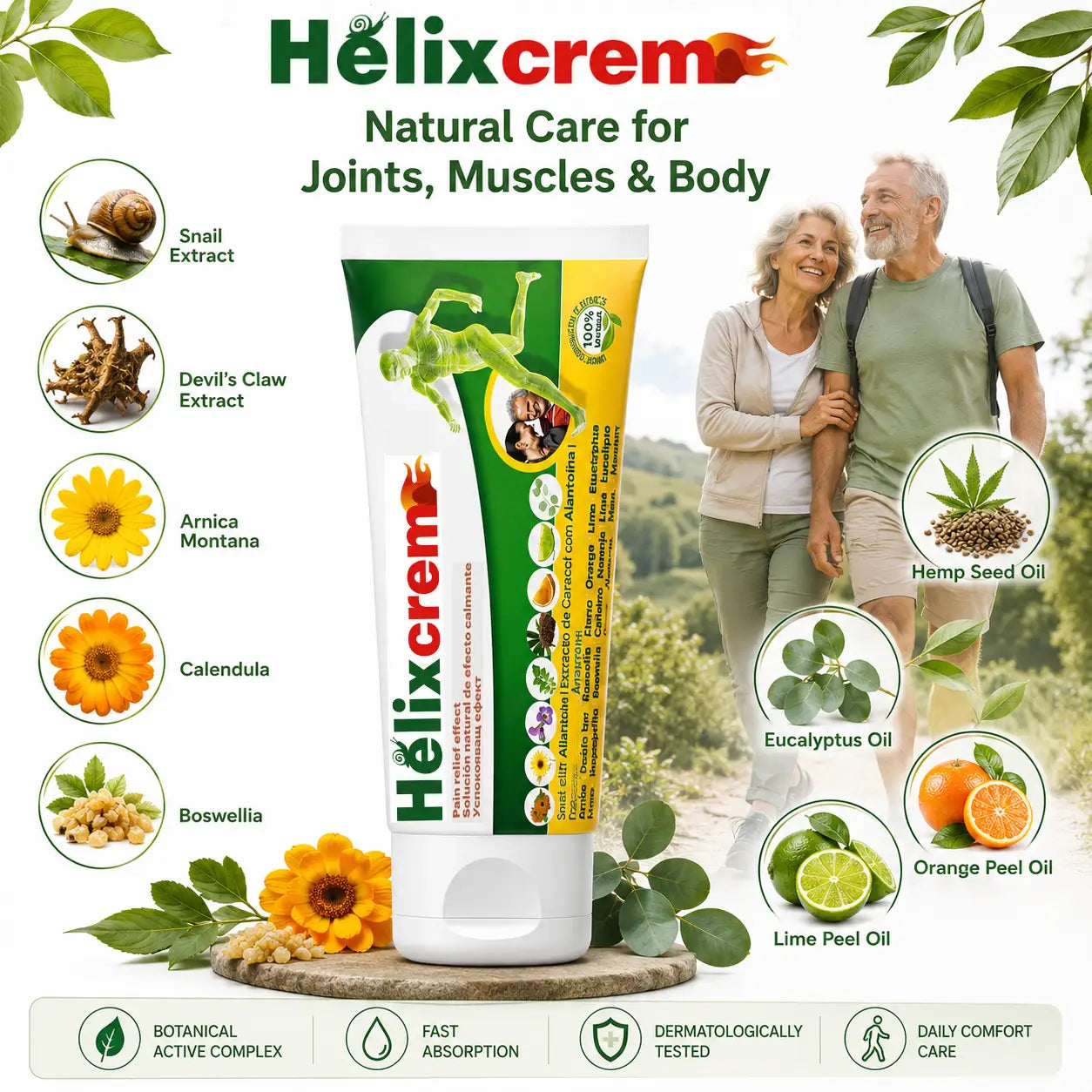 Helixcrem daily care cream for active lifestyles and massage routines