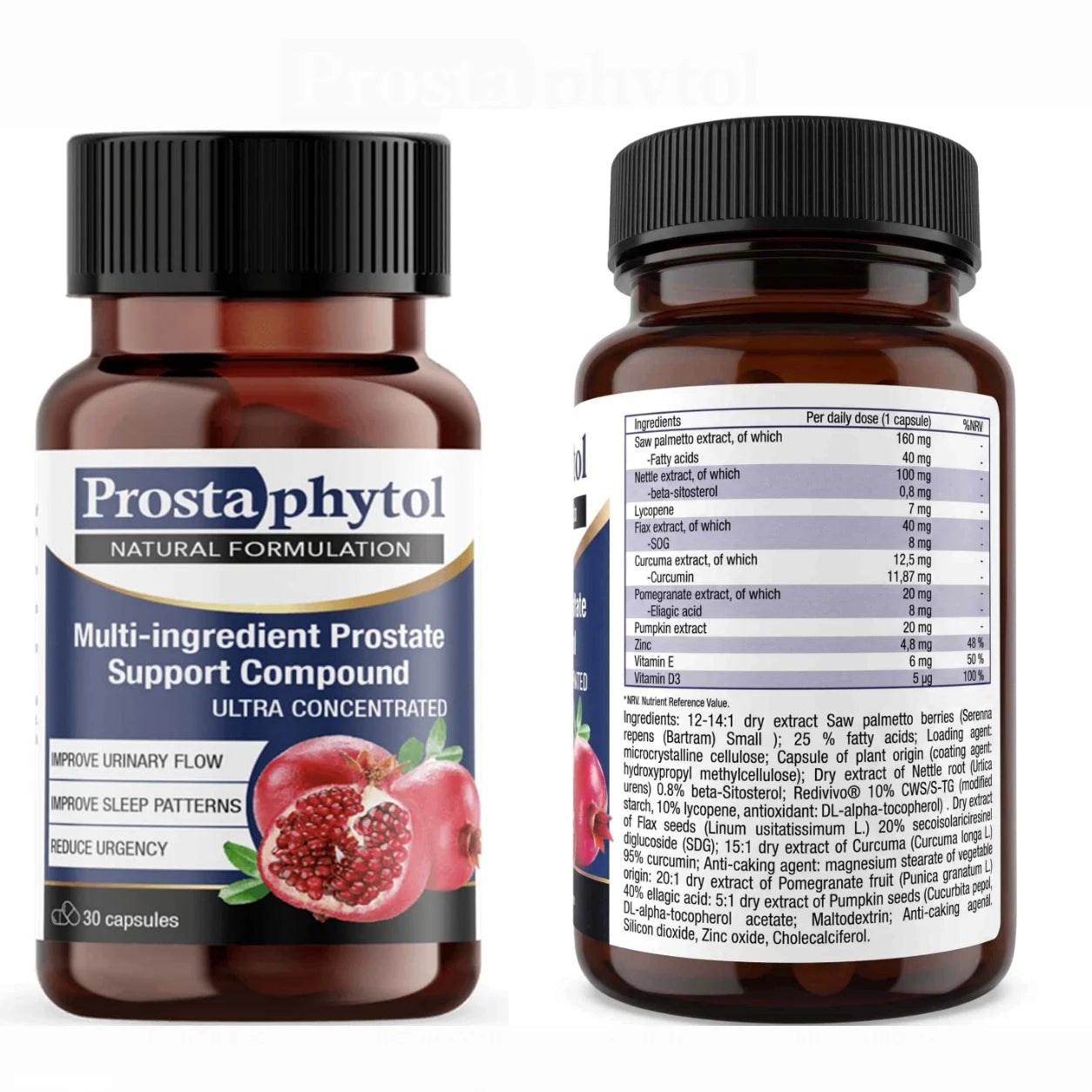 Prostaphytol supplement front and back packaging