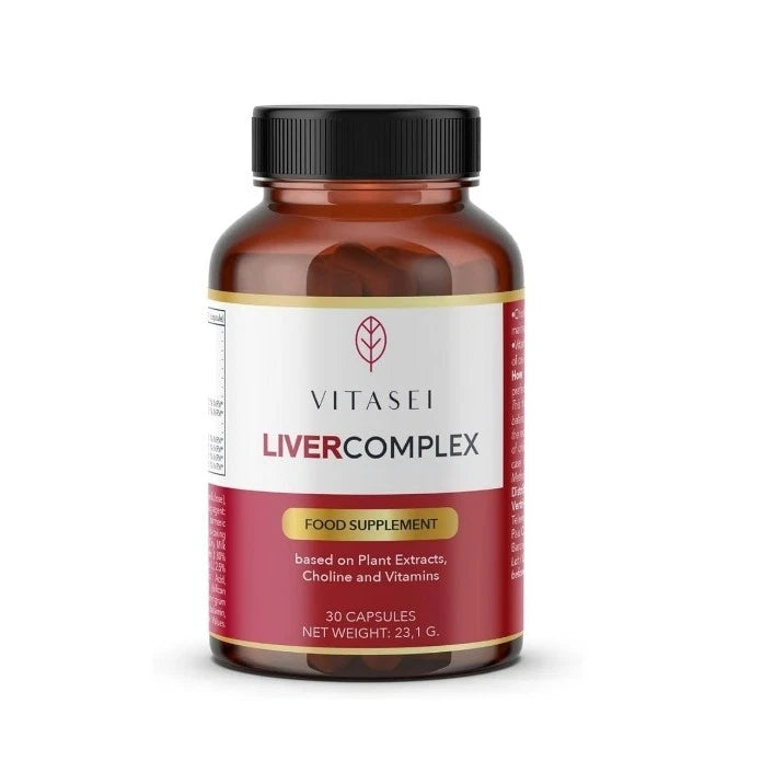 Vitasei Liver Complex 30 Capsules Food Supplement with Plant Extracts Choline and Vitamins Front Bottle Image